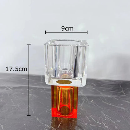 DecorBites™ Crystal Glass Vase with Artificial Flowers, Modern Home Decor