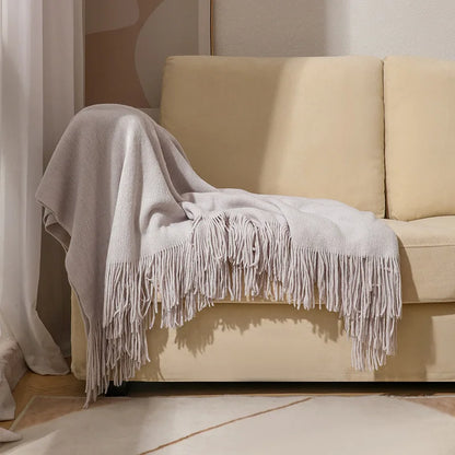 DecorBites™ Knitted Nordic Sofa Blanket - Soft Wool Blend Bed End Towel for Hotel Bedroom Decor