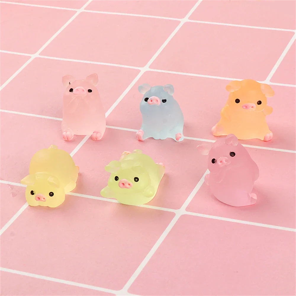 Resin Pig Terrarium Figures