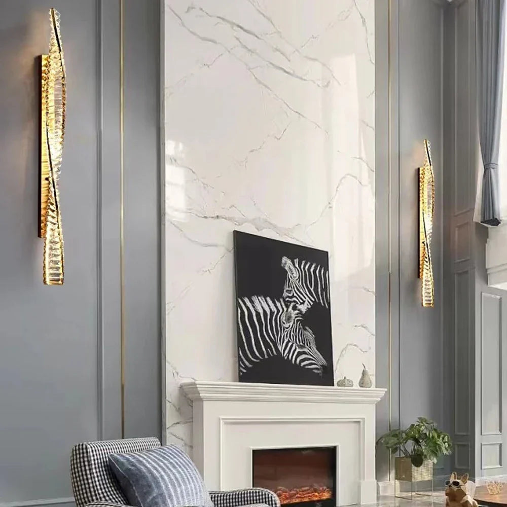 DecorBites™ Crystal Gold Wall Lamp Dimmable Steel Sconces Luxury Indoor Light Fixture