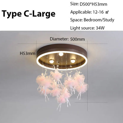 DecorBites™ Dancing Girl LED Chandelier: Modern Kids Room Light, Cartoon Ceiling Lamp