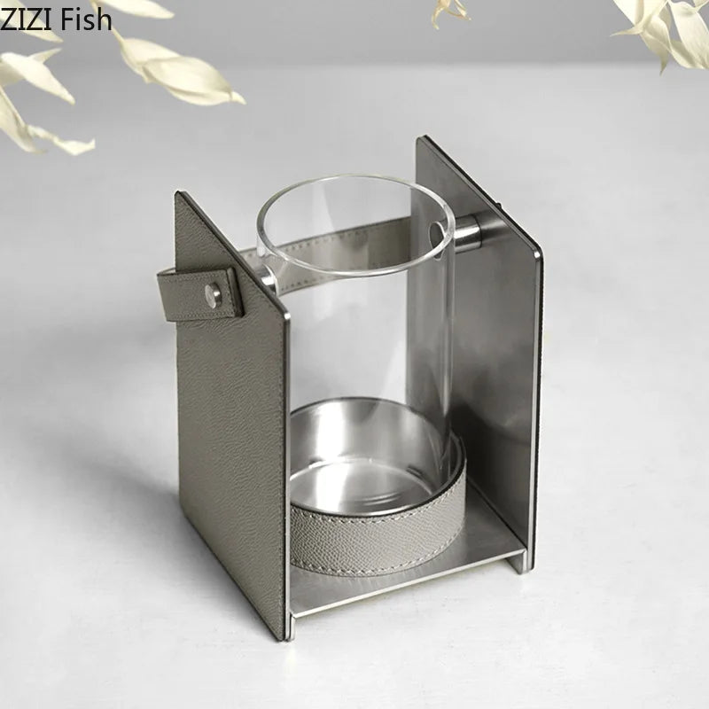 Glass Leather Vase Decor