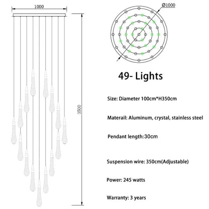 DecorBites™ Crystal LED Chandelier: Modern Loft Art Pendant Lighting for Restaurant, Bar, Staircase