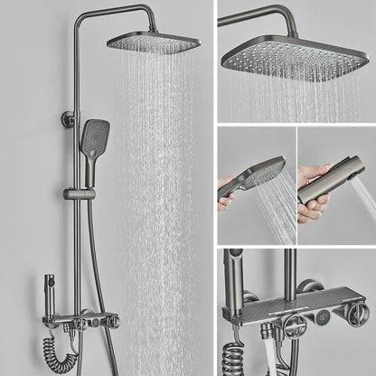 DecorBites™ Grey Thermostatic Digital Shower Faucet Set with Rainfall System