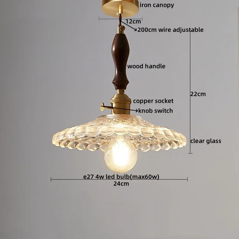 DecorBites™ Clear Glass Pendant Lamp Japanese Style LED Hanging Lights