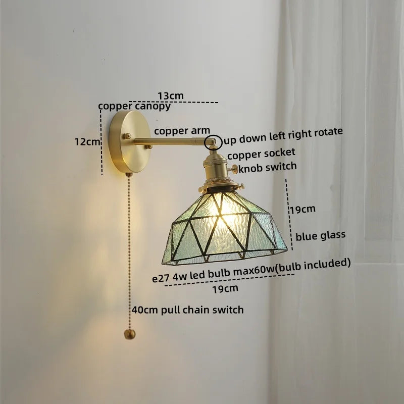 DecorBites™ Glass Copper LED Wall Lights Modern Style for Indoor Bedroom Living Room