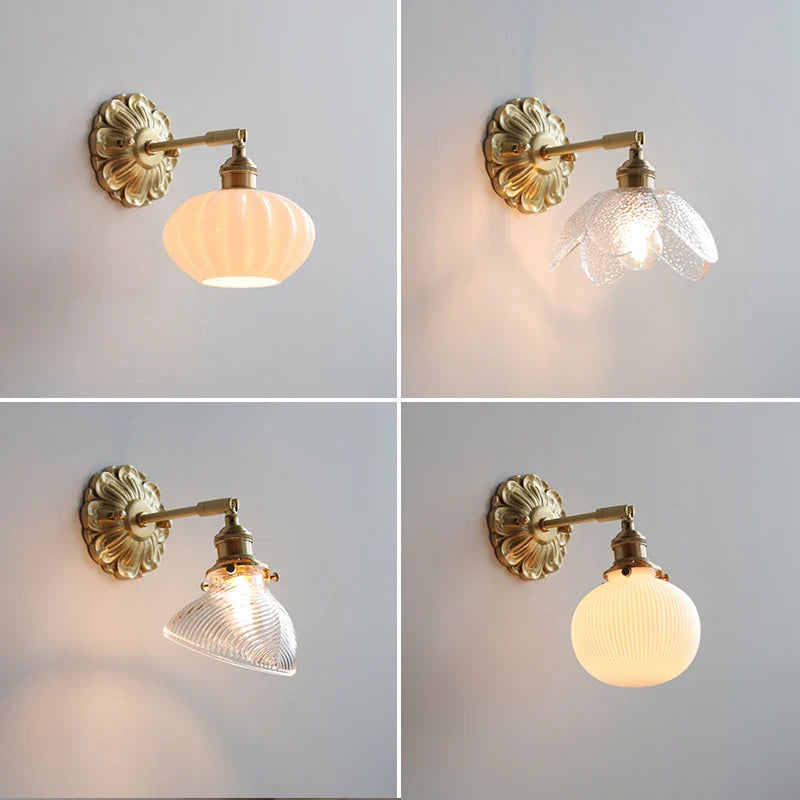Green Glass Wall Lamp Copper Base Vibrant Hue