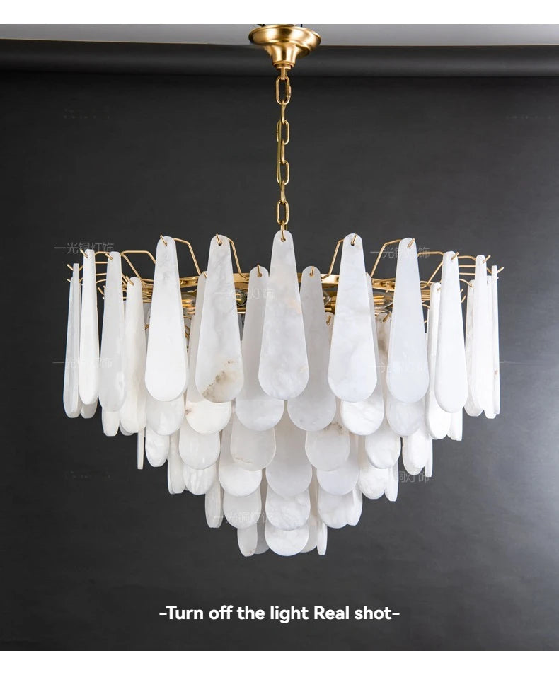 French Marble Pendant Light Modern Copper E14 LED Water Droplet Chandelier for Living Room Dining Room Bedroom Home Decor Lights