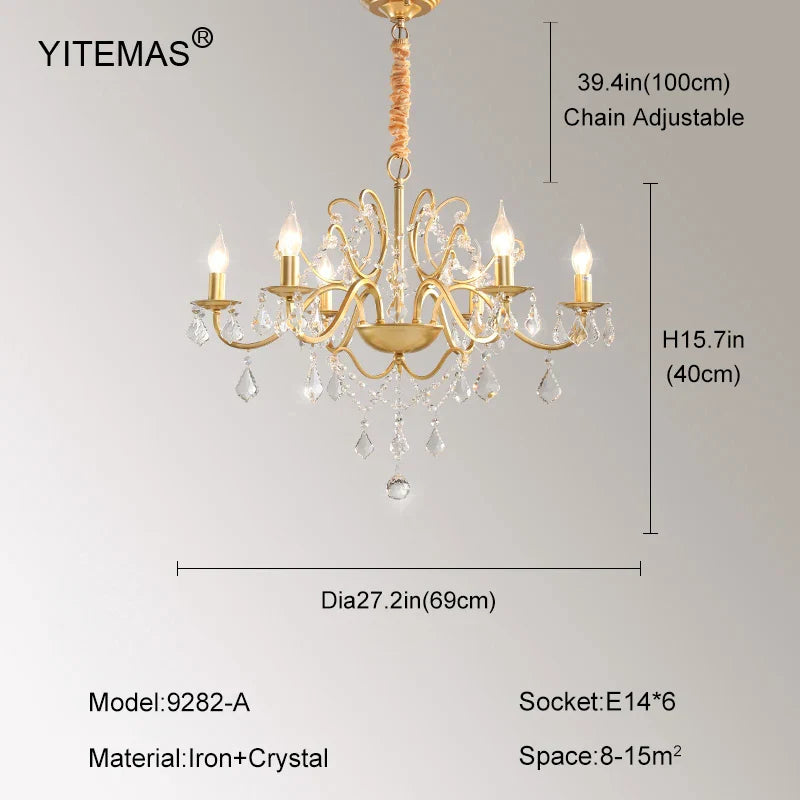 Gold Crystal Shade Chandelier