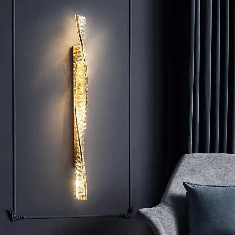 DecorBites™ Crystal Gold Wall Lamp Dimmable Steel Sconces Luxury Indoor Light Fixture