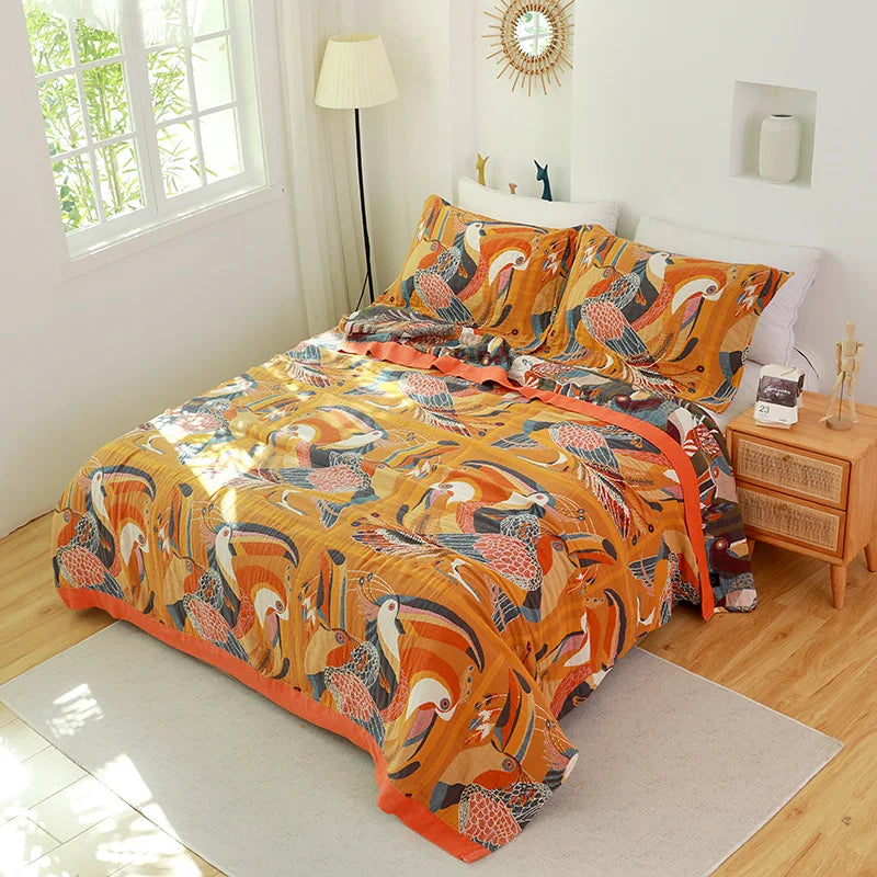 DecorBites™ Cotton Gauze Towel Blanket - Double Sided Yarn-Dyed Jacquard for Adult and Children