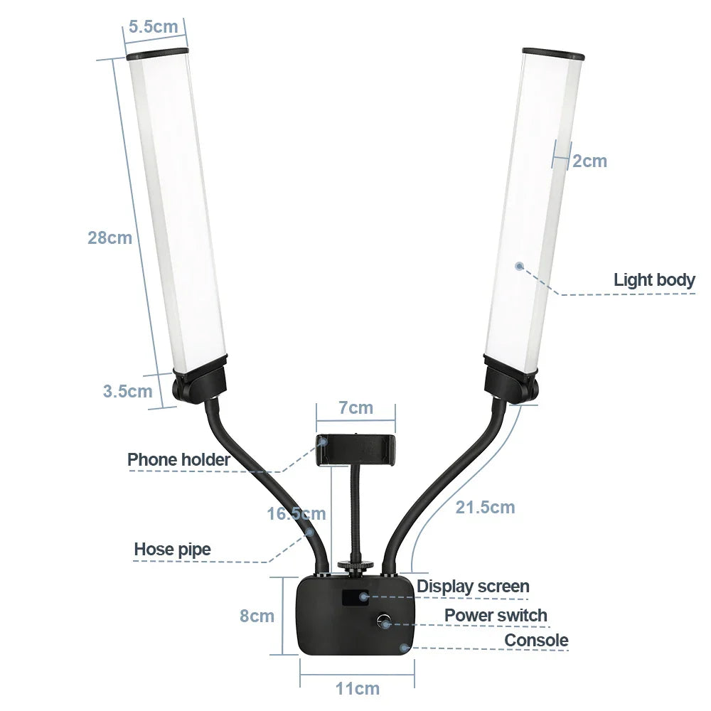DecorBites™ Dualarm LED Beauty Light with Circular Light Strip on Tripod