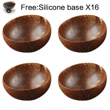 DecorBites™ Coconut Bowl Set with Wooden Spoon: Natural Handmade Tableware for Desserts, Fruits, Salads