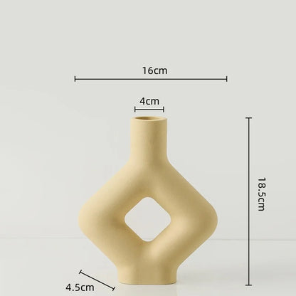 DecorBites™ Geometric Ceramic Vase: Hollowed-out Letters Flower Arrangement Home Decor