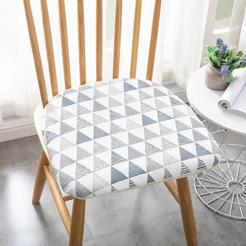 DecorBites™ Cotton Hemp Dining Chair Cushion - Nordic Print, Non-Slip, Comfortable Office & Living Decor