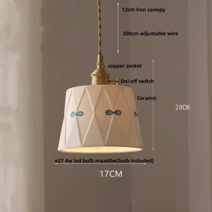 DecorBites™ Copper Wood LED Pendant Light: Ceramic Modern Tassel Hanging Lamp