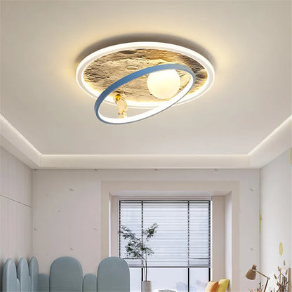 DecorBites™ Kids Moon Astronaut LED Ceiling Light for Eye Care in Blue Pink Carton Theme