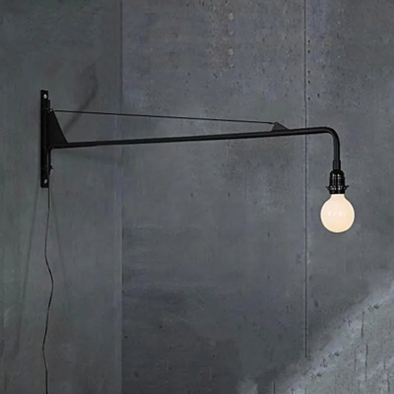 Black Industrial Wall Lamp Swing Arm Loft Style
