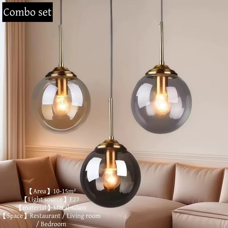 Nordic Glass Pendant Light With Polished Steel Finish