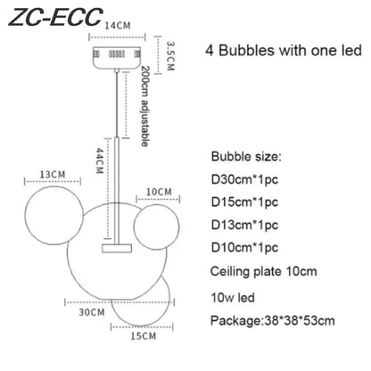 DecorBites™ Glass Bubble LED Chandelier: Stylish Ceiling Lighting for Dining & Living Room