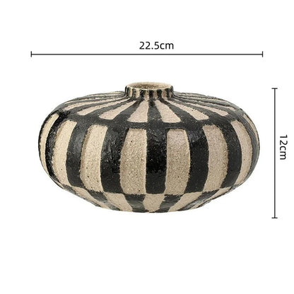 DecorBites™ Geometric Check Ceramic Vase for Home Decor and Floral Arrangements