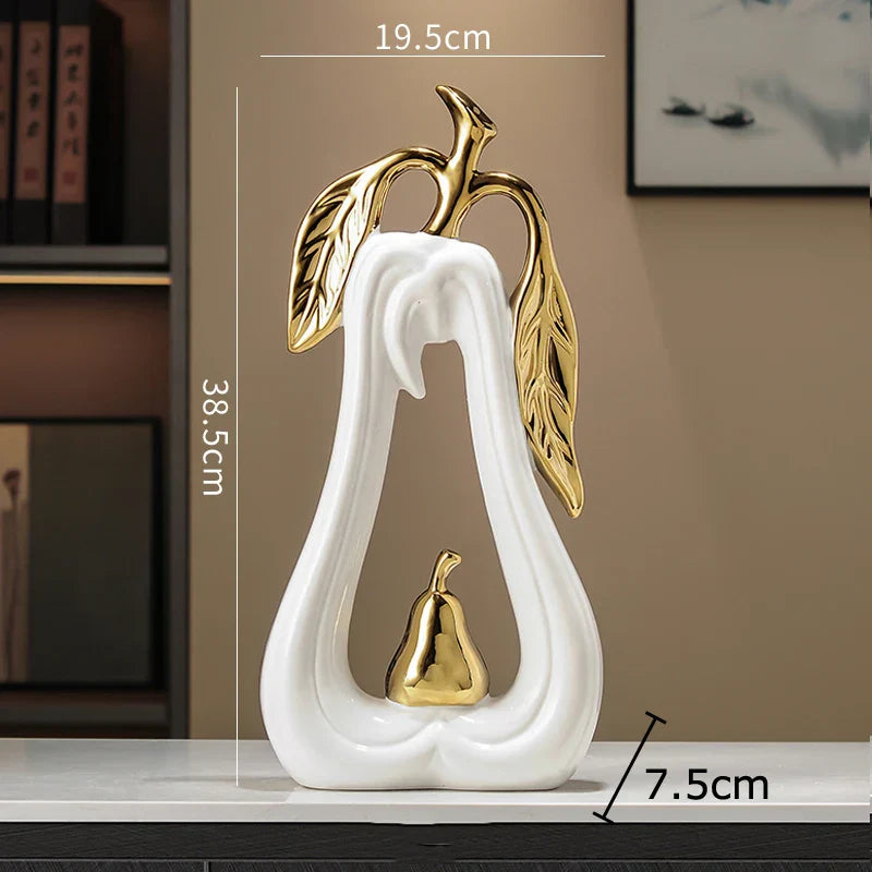 DecorBites™ Gold Pear Ceramic Sculpture Desk Ornament Aesthetics Decor