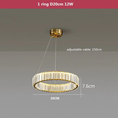 DecorBites™ Crystal LED Chandelier: Modern Steel Pendant Lighting for Luxurious Foyer Decor