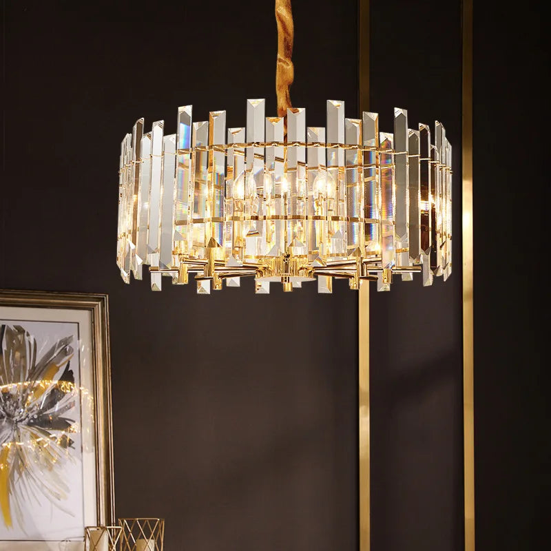 DecorBites™ Crystal Round Chandelier Gold LED Modern Lustres for Living Room