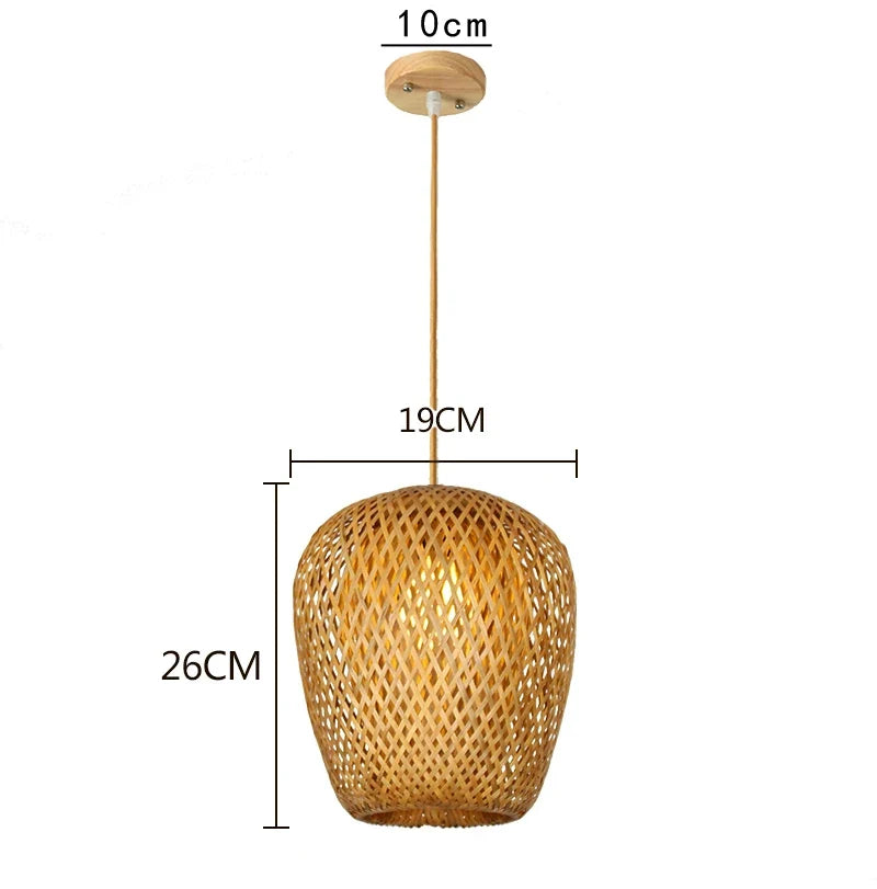Hand-Knitted Japanese Style Bamboo Weave Pendant Light