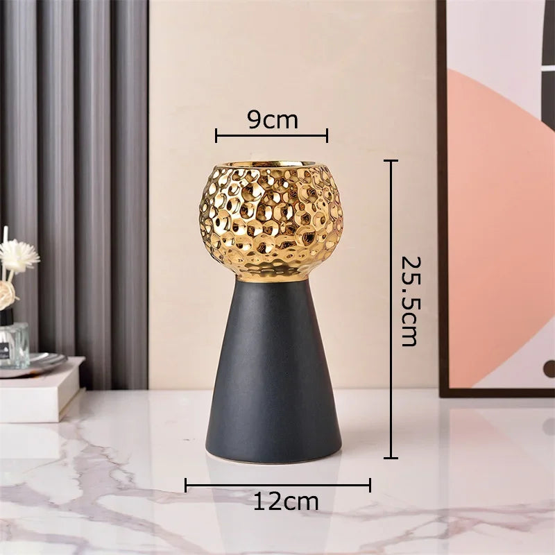 Gold Hammer Ceramic Vase