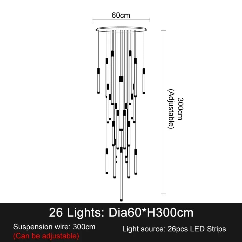 LED Staircase Pendant Chandelier