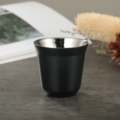 DecorBites™ Double Wall Espresso Mugs 80ml - Set of 2 Stainless Steel Heat Insulated Cups