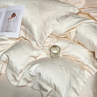 DecorBites™ High Quality Brocade Jacquard Cotton Luxury Bedding Set: 1 Duvet, 1 Sheet, 2 Pillowcases