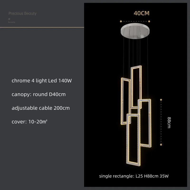 DecorBites™ Crystal LED Pendant Light Luxury Stairs Lustre Modern Lighting Fixture