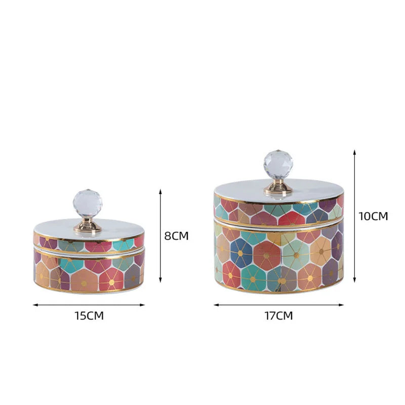 DecorBites™ Crystal Ball Ceramic Jewelry Box: Decorative Storage Jar for Home Organization
