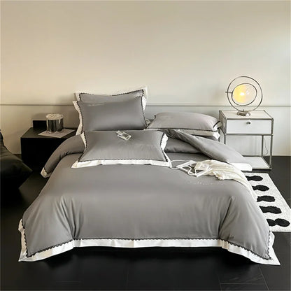 DecorBites™ Hot Diamond Lace Egyptian Cotton Bedding Set: Sheet, Pillowcase, Duvet Cover, Full-Queen-King Size