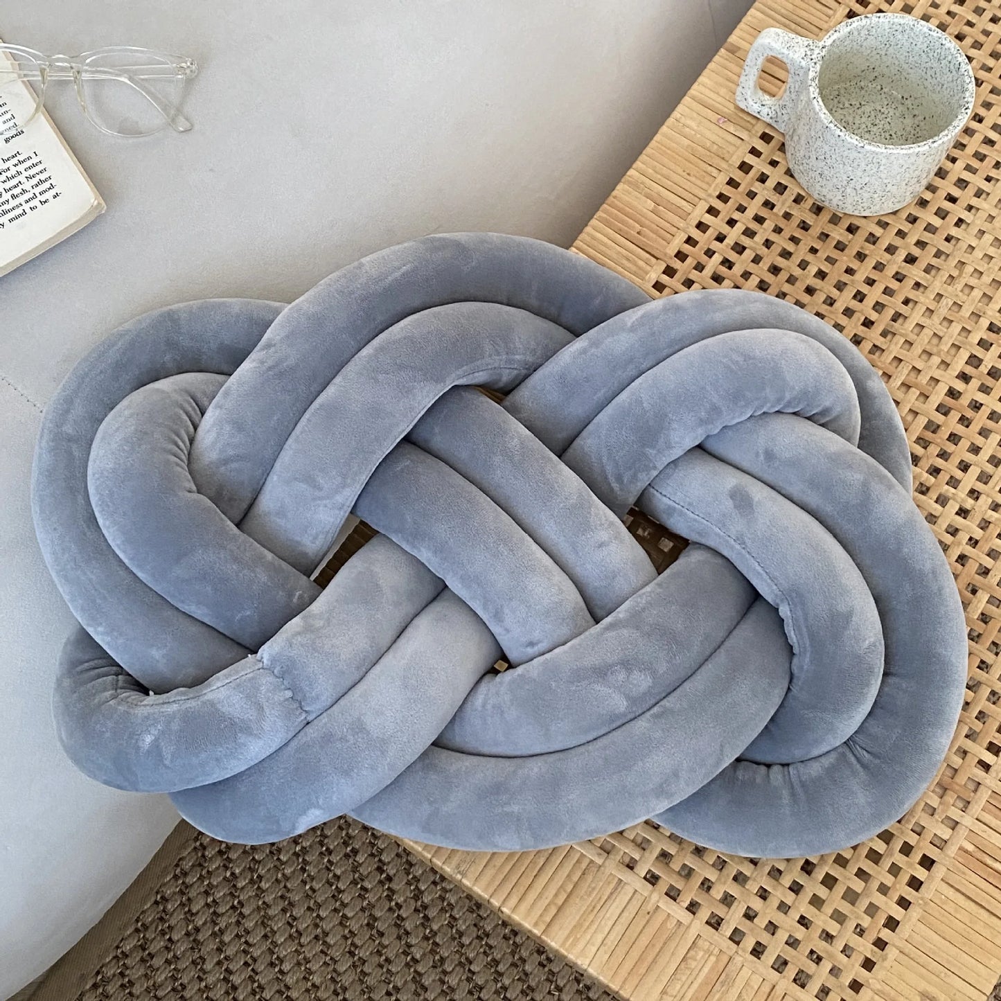 DecorBites™ Handmade Knot Throw Pillow Back Cushions Blue Sofa Car Home Office Decor