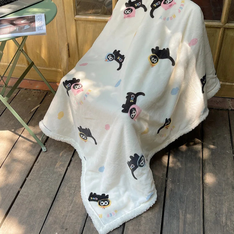Coral Velvet Cartoon Blanket