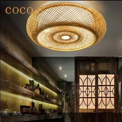 Bamboo Rattan Ceiling Light 60cm For Dining