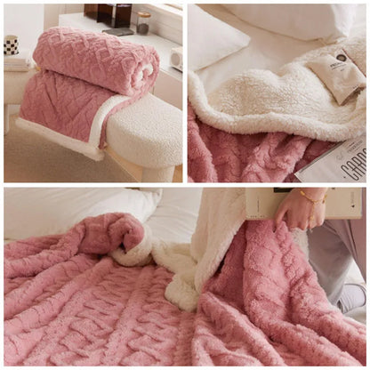 DecorBites™ Cozy Jacquard Coral Fleece Blanket
