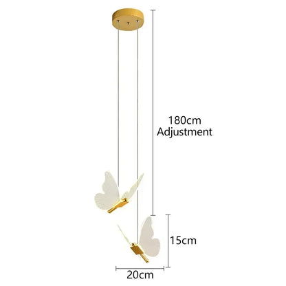Modern Gold Butterfly 3-Light Metal Pendant Light