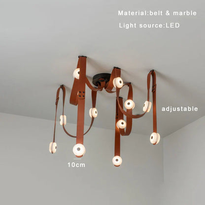 DecorBites™ Leather Marble Ceiling Pendant Lights - Adjustable Hanging Lamp for Dining Room & Bedroom