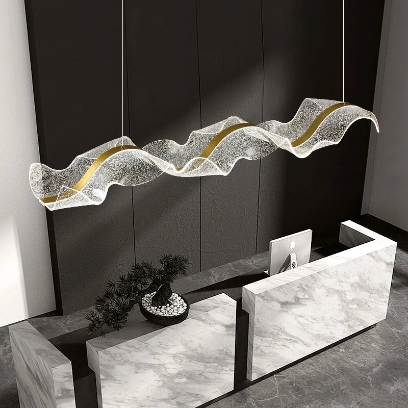 DecorBites™ Gold Wave Design Acrylic Pendant Light Chandelier for Living Room & Kitchen