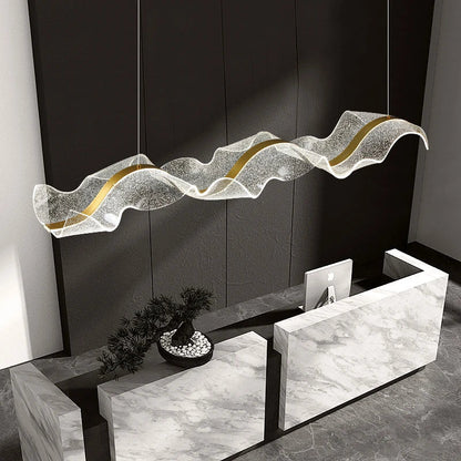 DecorBites™ Gold Wave Design Acrylic Pendant Light Chandelier for Living Room & Kitchen