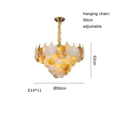DecorBites™ Ginkgo Gold LED Chandelier Fixture for Living Room