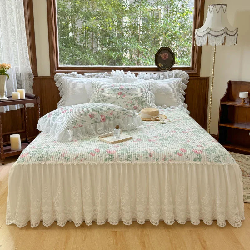 Cotton Ruffles Bed Skirt Set
