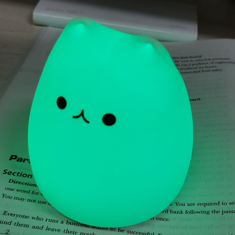 Mini Beliebte Katze Baby Nacht Lampe 7-farbe Pat Touch Farbwechsel Augenschutz Schlafzimmer Nacht Nacht Licht Geschenk Kinder 