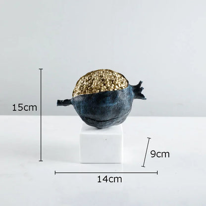 DecorBites™ Golden Pomegranate Sculpture Desk Decoration