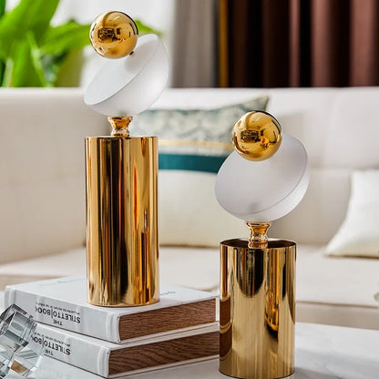 DecorBites™ Geometric Golden Ball Frosted Glass Ornament Home Decor