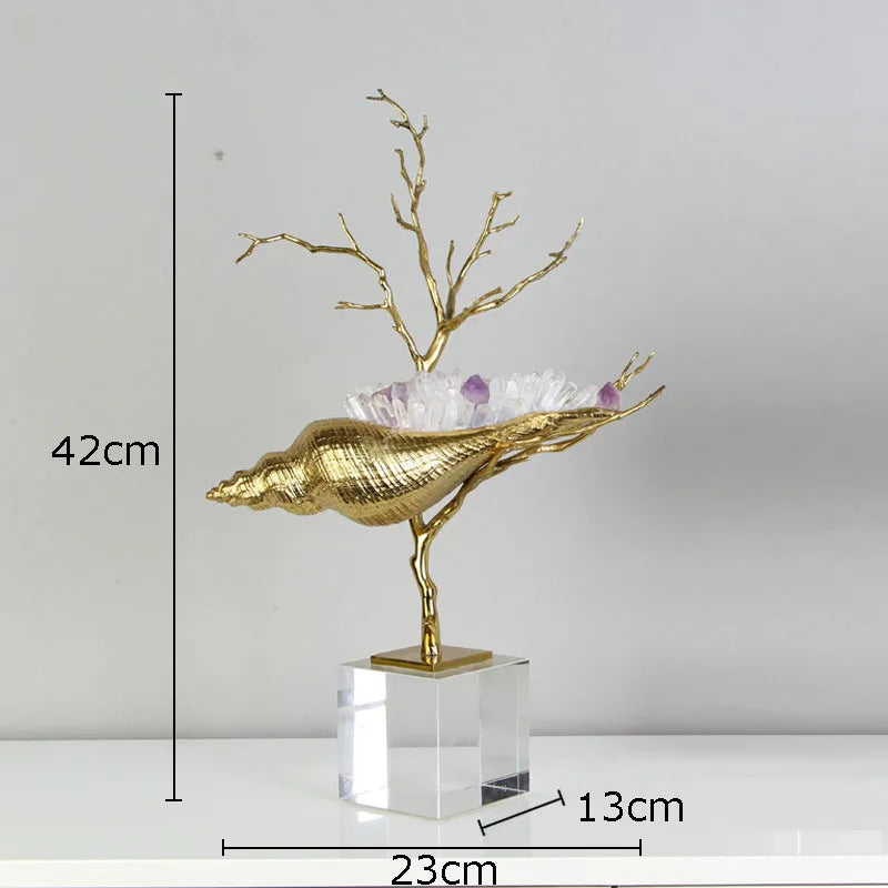Golden Metal Conch Sculpture